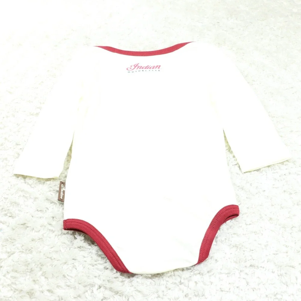 Indian Motorcycle Baby Bodysuit 3-Pack 6-12 Months Long Sleeve Cotton Romper Set